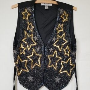Sequin Vest.in Silk with Back tie